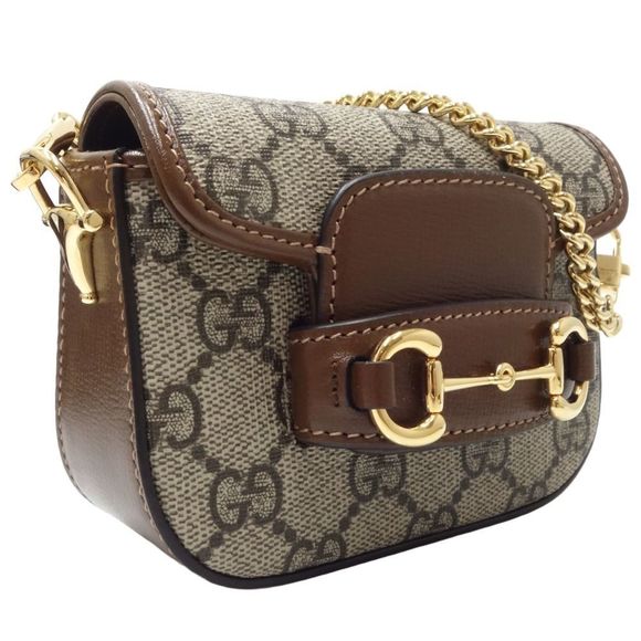 GUCCI Wallet Chain 699760 Horsebit GG Supreme Canvas Beige Brown - Picture 3 of 10